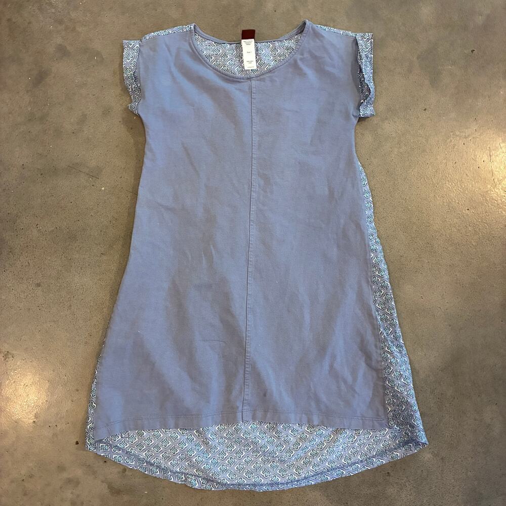 Tea Collection blue cotton tshirt dress geometric pattern back girls size 7